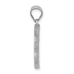 14k White Gold Satin Diamond-cut Moon Pendant - Image 2