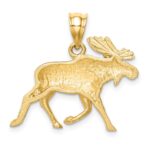 14K Brushed and Diamond-cut Alaskan Moose Pendant - Image 3