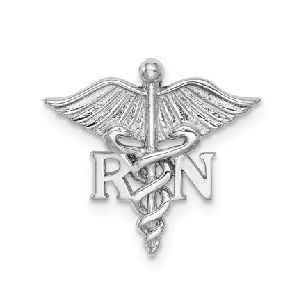 14K White Polished RN Registered Nurse Medical Chain Slide