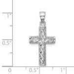 14K White Gold Polished Braided Cross Pendant - Image 4