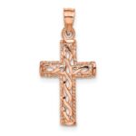 14K Rose Gold Polished Braided Cross Pendant