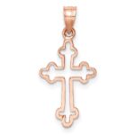 14K Rose Gold Polished Budded Cross Pendant - Image 3