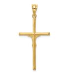 14K Brushed and Diamond-cut Crucifix Cross Pendant - Image 3