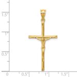 14K Brushed and Diamond-cut Crucifix Cross Pendant - Image 4