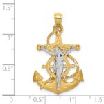 14K Two-tone Polished and Satin Diamond-cut Mariner Crucifix Pendant - Image 4