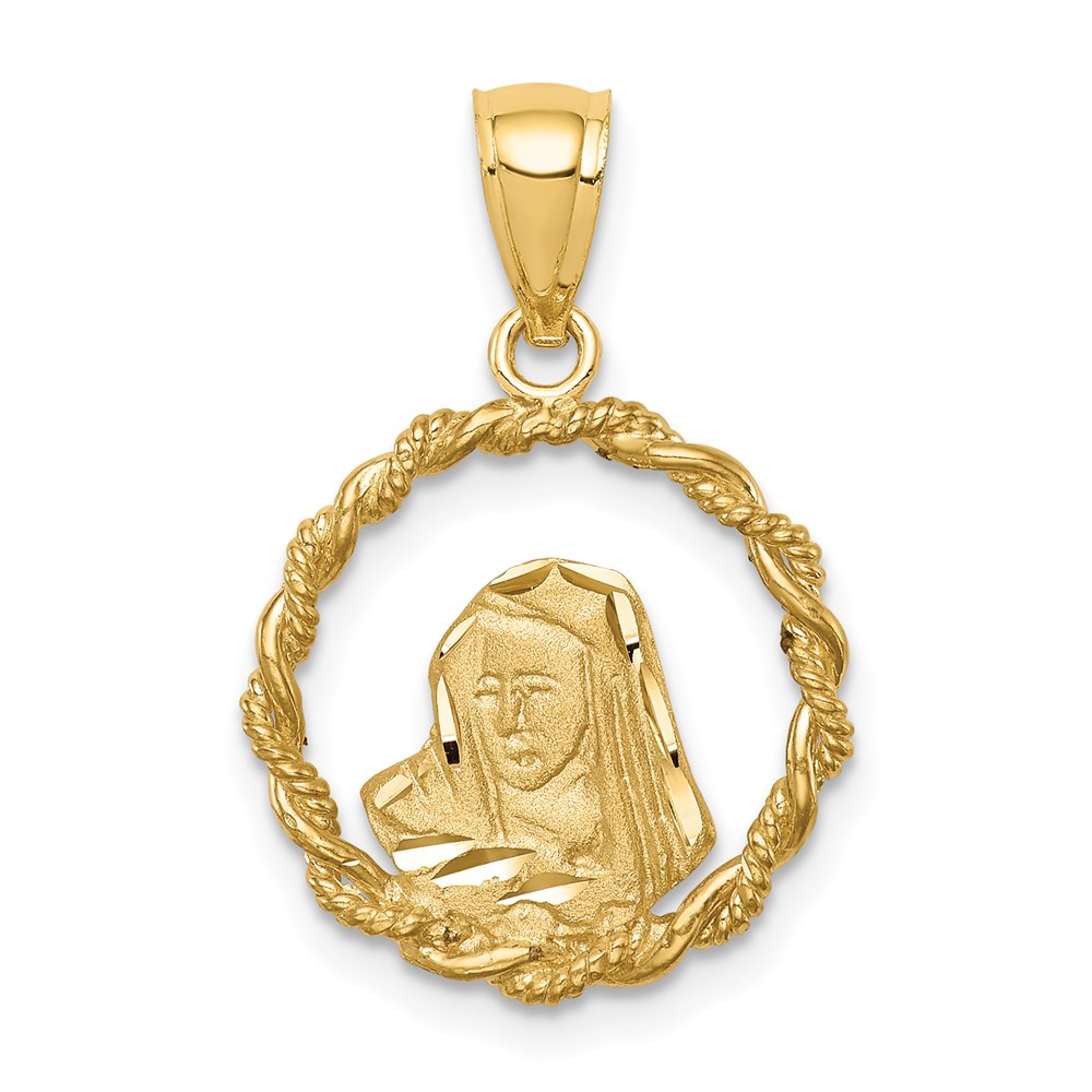 D4680.jpg 14K Brushed and Polished Diamond-cut Virgin Mary Pendant - Image 1