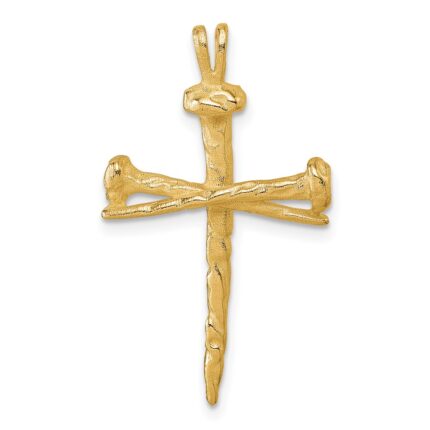 14K Polished Nail Cross Charm