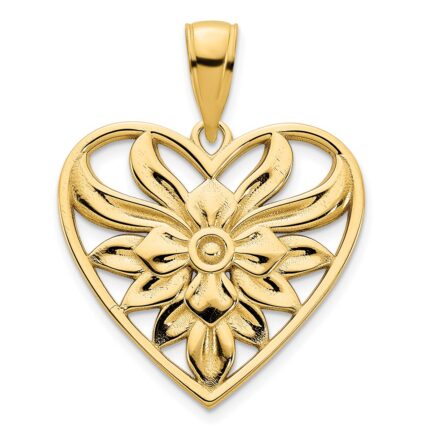 14k Fancy Filigree Heart Pendant