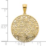 14k Fancy Filigree Swirl Disc Pendant - Image 3