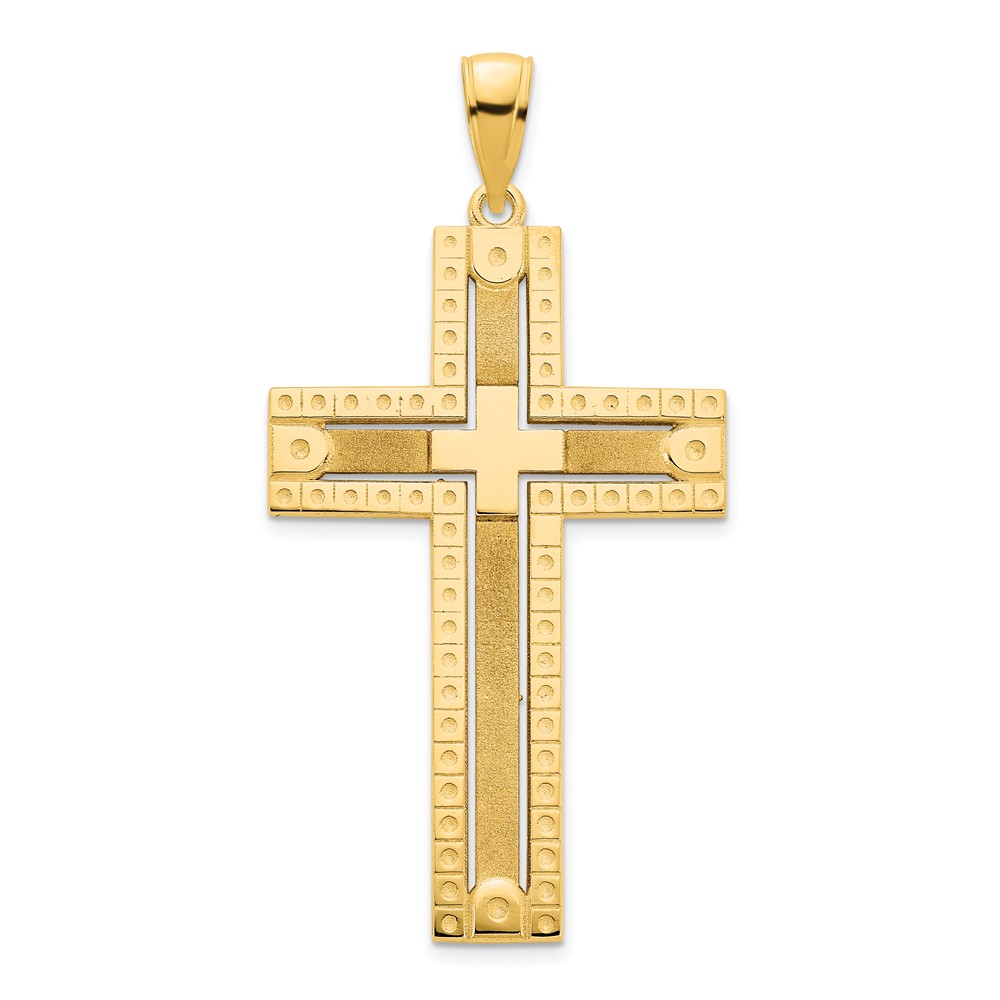 D5141.jpg 14k Fancy Sandblasted Cross Pendant - Image 1