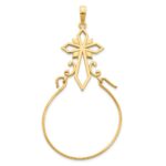 14k Fancy Cross Charm Holder Pendant