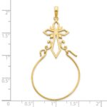 14k Fancy Cross Charm Holder Pendant - Image 2