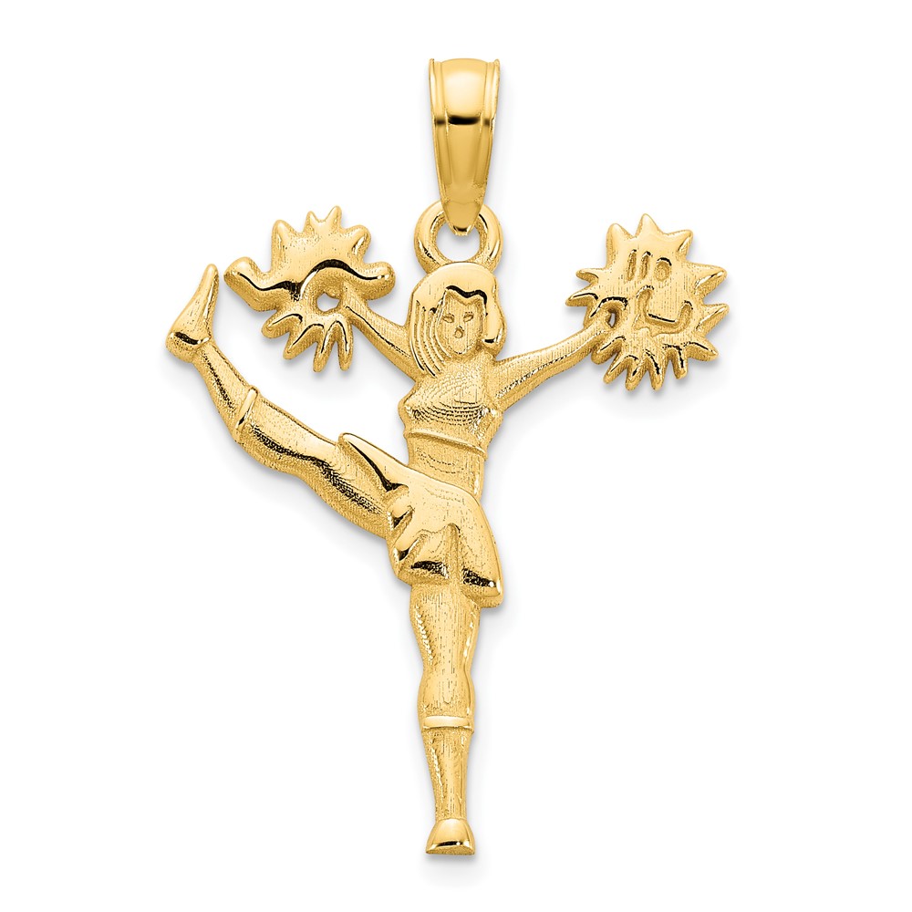 D5220.jpg 14k Cheerleader Kicking with Pom-Poms Charm - Image 1