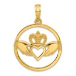 14k Claddagh Circle Pendant