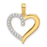 14k and White Rhodium Polished Heart Pendant