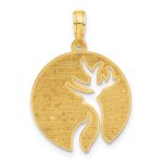 14k Polished Cut-out Deer Head Circle Pendant - Image 3