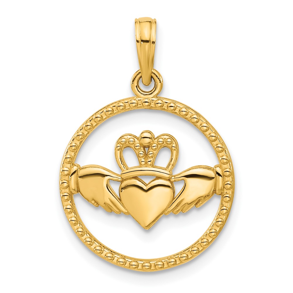 D5277.jpg 14k Polished Circle Claddagh Pendant - Image 1