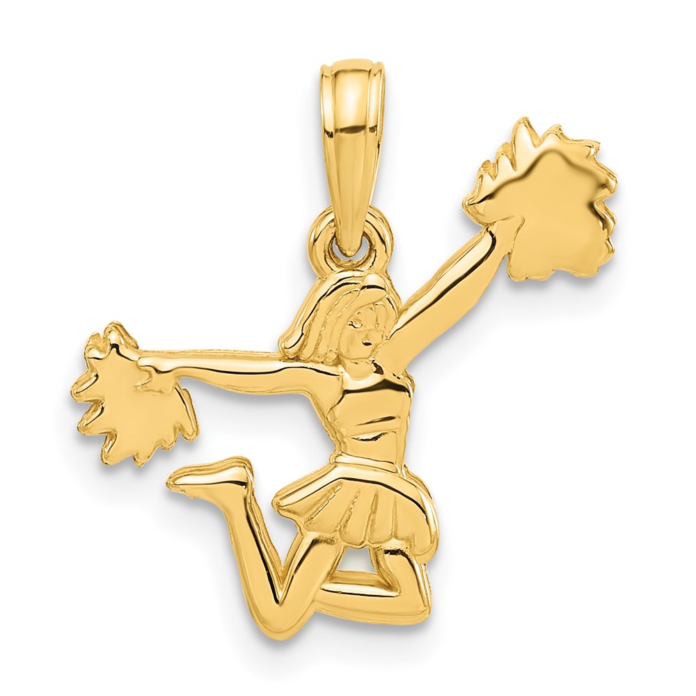 D5289.jpg 14k Polished Cheerleader Jumping with Pom-Poms Pendant - Image 1