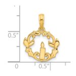 14k Polished Candle with Holly Circle Pendant - Image 4