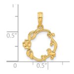 14k Polished Floral with Bird Circle Pendant - Image 4