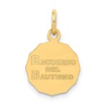 14k Polished and Satin Baptism Spanish Recuerdo Del Bautismo on Back Round Charm - Image 4