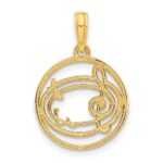 14k Polished Music Notes and Treble Clef in Circle Pendant - Image 3