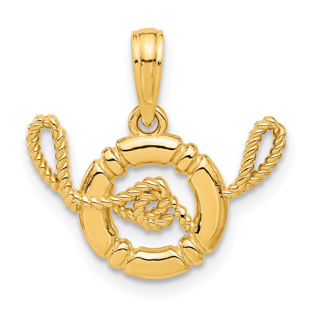 D5372.jpg 14k Polished Life Preserver with Rope Pendant - Image 1