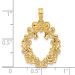 14k Polished Christmas Wreath Pendant - Image 4