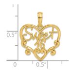 14k SWEET 16 in Heart Charm - Image 4