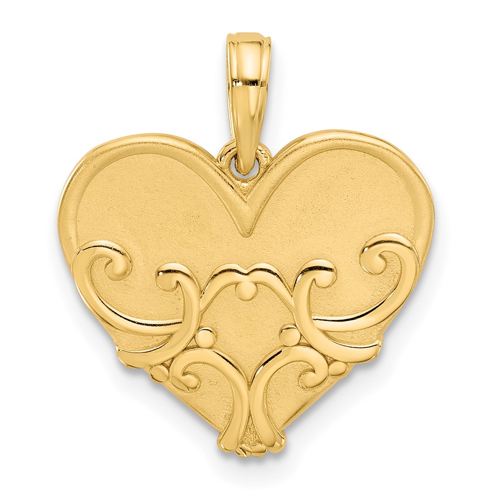 D5537.jpg 14K Polished and Brushed Fancy Scrolled Heart Charm - Image 1