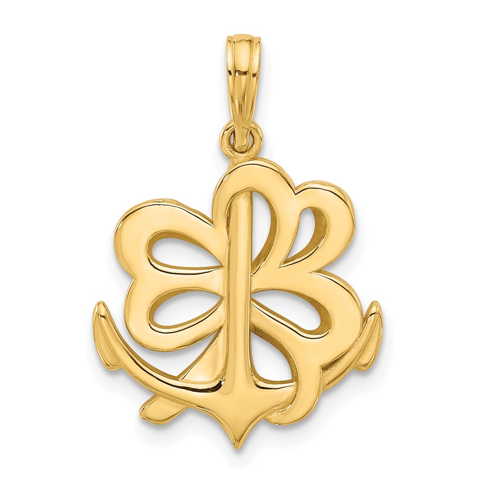D5547.jpg 14K Polished Anchor and Clover Charm - Image 1