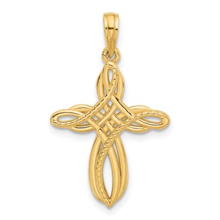 14K Fancy Entwined Cross Charm