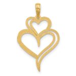 14K Polished Fancy Two Heart Charm - Image 4
