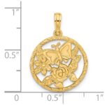 14K Polished Fancy Butterfly and Flowers Charm - Image 3