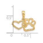 14K Polished Cut-out Heart and Paw Print Charm - Image 3