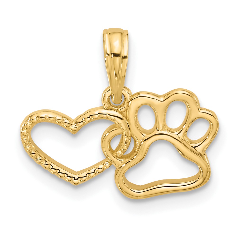 D5602.jpg 14K Polished Cut-out Heart and Paw Print Charm - Image 1
