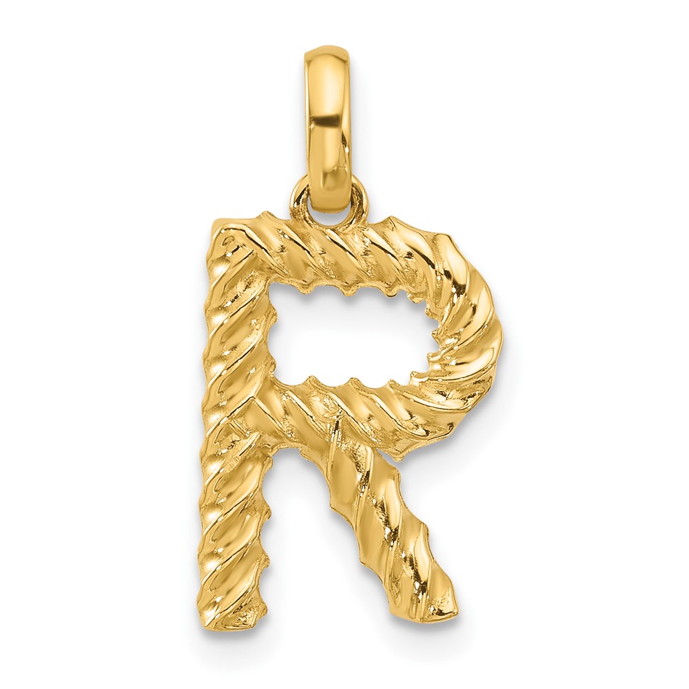 D5677R.jpg 14ky Fancy Twist Letter R - Image 1