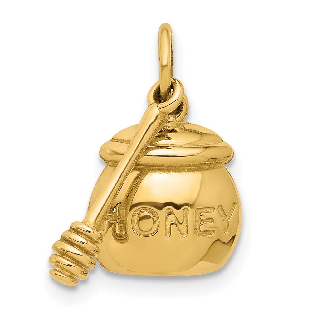 D5682.jpg 14k Fancy HONEY Pot With Dipper Charm - Image 1