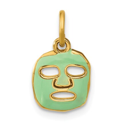 14k Green Enameled Fancy Face Mask Charm