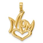 14K Polished MOM And Heart Pendant