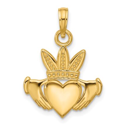 14K Polished Heart Crown Pendant