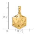 14K Polished D20 Twenty-sided Dice Pendant - Image 4