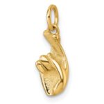 14K Polished Fingers Crossed Hand Pendant - Image 4