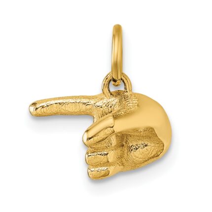 14K Polished 1-Finger Point Hand Pendant