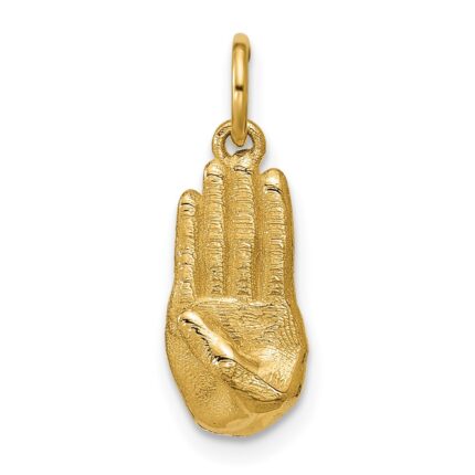 14K American Sign Language Alphabet Fingerspelling Sign B Pendant