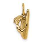 14K American Sign Language Alphabet Fingerspelling Sign D Pendant - Image 2