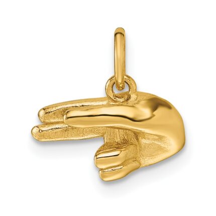 14K American Sign Language Alphabet Fingerspelling Sign H Pendant
