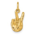 14K American Sign Language Alphabet Fingerspelling Sign K Pendant