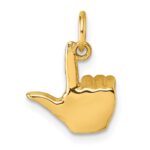 14K American Sign Language Alphabet Fingerspelling Sign L Pendant - Image 3