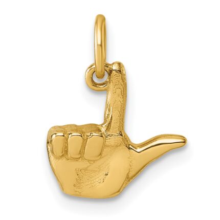 14K American Sign Language Alphabet Fingerspelling Sign L Pendant